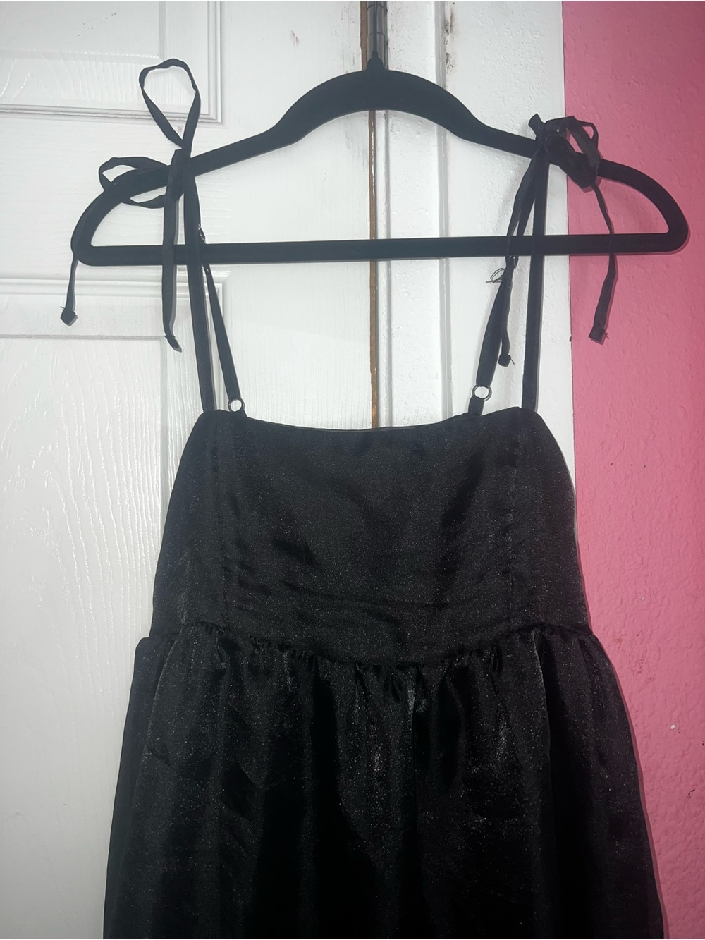 Black Sparkle Tie-Shoulder Formal Dress